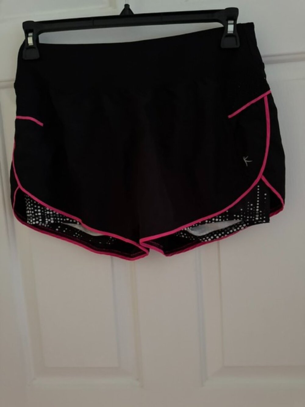 EUC Danskin Now Double-Layer Running Shorts Black Pink Piping Size S
